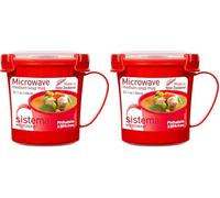 Sistema Recipiente para Sopa Mediano para microondas | Recipiente para Alimentos Apto para microondas | 656 ml | Sin BPA | Rojo (Paquete de 2)