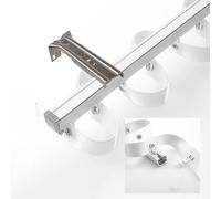 Sistema Rieles De Cortina Con Cierre A Presión, Riel De Cortina De Aluminio Silencioso, Riel Recto Para Techo O Pared Para Caravana, Ducha Y Oficina(Wall,220cm/7.2ft(2 * 110cm))