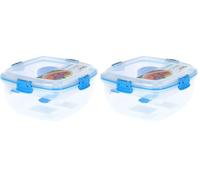 Sistema Salad TO GO | Recipiente para guardar alimentos con compartimentos individuales, cubiertos y compartimento para aderezos | 1,1 l | Sin BPA | Colores variados (Paquete de 2)