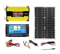 Sistema Solar Completo - Panel Solar 18W 12V Inversor 300W Cargador | Convertidor Solar DC 12V AC 110V/220V Controlador 30A, Cargador de Energía Solar, 2 Puertos USB, Pantalla L, plata, Se référer au