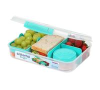 Sistema TO GO Bento Box Create | 1.48 L | Fiambreras escolares con compartimentos y olla para aperitivos | Sin BPA | 1 unidad | Verde azulado menta, L 247mm x H 64mm x W 185mm