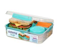 Sistema TO GO fiambrera bento | Fiambrera con tarrina para yogur o fruta | 1,65 l | Sin BPA | Verde azulado