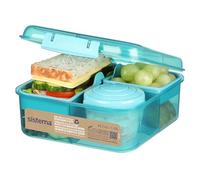 Sistema TO GO fiambrera bento | Fiambrera con tarrina para yogur o fruta | 1,25 l | Fabricado con plástico reciclado | Verde piedra