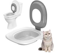 SistemaDe Entrenamiento para Inodoro para Gatos, Kit De Entrenamiento para Asiento De Inodoro para Gatos, Bandeja DeArena Portátil para Gatos, No Más Caja DeArena, Entrenador De Orinal, Gris