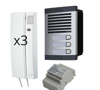 Sistemas Atis Pro Kit de Portero Automático - 2 Hilos, citymax fácil instalación, para viviendas y comunidades,Digital, Secreto de conversación. (3 viviendas)