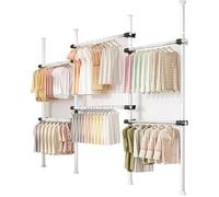 Sistemas de almacenamiento con vestidor, armarios abiertos para dormitorio,Barra de ropa ajustable - Percha para cargas pesadas, armarios empotrados en la pared para el vestuario del dormitorio