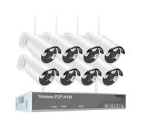 Sistemas de cámaras CCTV, CCTV Inalámbrico De 5MP Y 8 Canales, Cámara De Seguridad IP Impermeable For Exteriores, 1920P, Kit De Videovigilancia P2P(4T,8CH NVR with 8 CAM)