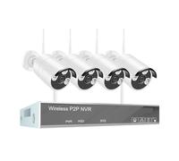 Sistemas de cámaras CCTV, CCTV Inalámbrico De 5MP Y 8 Canales, Cámara De Seguridad IP Impermeable For Exteriores, 1920P, Kit De Videovigilancia P2P(2T,8CH NVR with 4 CAM)