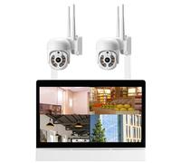 Sistemas de cámaras CCTV, de cámara IP PTZ con, Monitor de Pantalla LCD de 7 ", Kit NVR, Seguimiento automático Humano AI, cámara de vigilancia CCTV inalámbrica(NVR 2Cameras 32G)