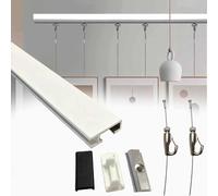 sistemas para colgar cuadros Ganchos Ajustables Riel Para Colgar Cuadros Negro white, Kit De Galería Para Colgar Arte Con Cuerda De Acero Inoxidable(White,L 300 CM)