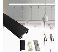 sistemas para colgar cuadros Ganchos Ajustables Riel Para Colgar Cuadros Negro white, Kit De Galería Para Colgar Arte Con Cuerda De Acero Inoxidable(Black,L 110 CM)