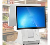 Sistemas TPV para restaurantes con doble pantalla táctil de 15,6 pulgadas, caja registradora todo en uno para pequeños negocios, terminal de pago para tiendas minoristas con impresora 4G64G-80mm
