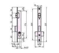 Sistemas Valle Leniz. U. 1963V/0 - Cerradura met.emb. 22x12mm 1963v/0 niq rod/pal cvl