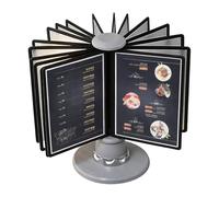 Sistemi de referencia de escritorio giratorio de 360°, expositor de documentos y catálogos con 20 paneles de doble cara, soporte de lectura para oficina, inserción giratoria rápida