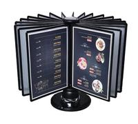 Sistemi de referencia de escritorio giratorio de 360°, expositor de documentos y catálogos con 20 paneles de doble cara, soporte de lectura para oficina, inserción giratoria rápida