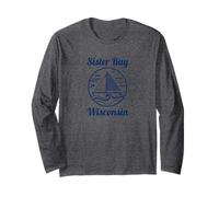 Sister Bay Wisconsin Sailboat and Waves Manga Larga