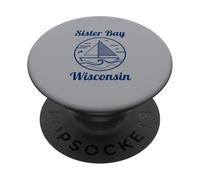 Sister Bay Wisconsin Sailboat and Waves PopSockets PopGrip Adhesivo