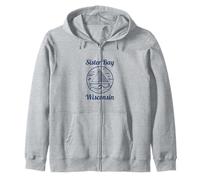 Sister Bay Wisconsin Sailboat and Waves Sudadera con Capucha