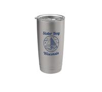 Sister Bay Wisconsin Sailboat and Waves Vaso térmico de acero inoxidable de doble pared