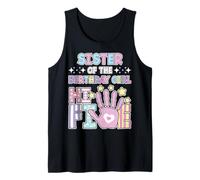 Sister Hi 5 The Birthday Girl Cute Pastel 5 Años Niños Camiseta sin Mangas