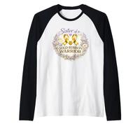 Sister of a Golden Warrior concienciación sobre el cáncer Camiseta Manga Raglan