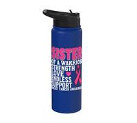 Sister of a Warrior Breast Cancer Awareness Support Gifts Stainless Steel Insulated Water Bottle