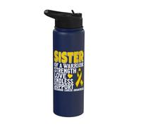 Sister of a Warrior Childhood Cancer Awareness Matching Stainless Steel Insulated Water Bottle