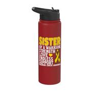 Sister of a Warrior Childhood Cancer Awareness Matching Stainless Steel Insulated Water Bottle
