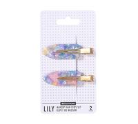 SISTER YOUNG Juego de 2 pinzas para el pelo de LILY para maquillaje, cuidado y peinado, pinzas antideslizantes suaves para el cabello, elegantes y prácticos (rosa azul)