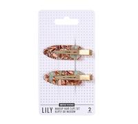 SISTER YOUNG Juego de 2 pinzas para el pelo de LILY para maquillaje, cuidado y peinado, pinzas antideslizantes suaves para el cabello, elegantes y prácticos (café verde)