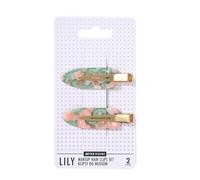 SISTER YOUNG Juego de 2 pinzas para el pelo de LILY, sin arrugas, para maquillaje, cuidado y peinado, pinzas antideslizantes, suaves para el cabello, elegantes y prácticas, color rosa