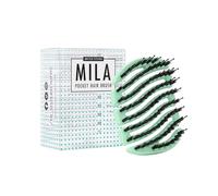 SISTER YOUNG MILA - Cepillo de pelo con cerdas de jabalí auténticas, antiestático, práctico para un cabello brillante y saludable, compacto para el cuidado diario del cabello (menta fresca)