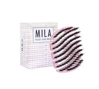 SISTER YOUNG MILA - Cepillo para el pelo con cerdas de jabalí auténticas, antiestático, práctico para un cabello brillante y saludable, compacto para el cuidado diario del cabello (rosa)