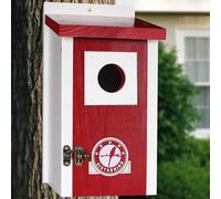 SISTERBIRD Casas para pájaros para espacio exterior con protector de madera, casa de pájaros de cedro al aire libre, pinzón azul golondrina gallinero, rojo claro