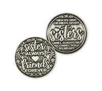 Sisters Always Friends Forever Love Expression Moneda, recuerdo de bolsillo, regalos de agradecimiento para niñas y mujeres, regalos de cumpleaños y distancia, fichas de agradecimiento para la familia