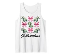 Sistersaurus Triceratops Sister Dinosaur Sis Coquette Bow Camiseta sin Mangas