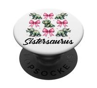 Sistersaurus Triceratops Sister Dinosaur Sis Coquette Bow PopSockets PopGrip Adhesivo