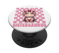 Sistersaurus Triceratops Sister Dinosaur Sis Coquette Bow PopSockets PopGrip Adhesivo