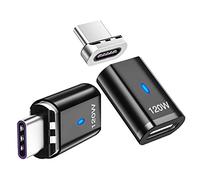Sisyphy Adaptador magnético USB C (2 paquetes recto), conector USB 2.0 tipo C con carga PD de 120 W y transferencia de datos de 480 Mbps, compatible con MacBook Pro/Air, iPad Pro y más dispositivos