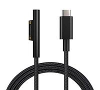 Sisyphy - Cable de carga de nailon trenzado para Microsoft Surface Pro 7/6/5/4/3 GB3/2/1 para ordenador portátil 4/3/2/1 (1,8 m), color negro