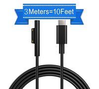 Sisyphy - Cable de carga USB (3 m negro), compatible con Microsoft Surface Pro 7/6/5/4/3 GB3/2/1 Laptop4/3/2/1, requiere un cargador USB-C de 45 W 15 V/3 A