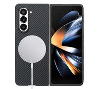 Sisyphy Funda de Aramida Compatible con MagSafe para Samsung Galaxy Z Fold 5 5G con Textura de Carbono (Negro 600D Imanes incorporados), Súper Delgada Suave Pero Resistente, Tapa Trasera Snap-on
