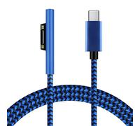 Sisyphy Surface a USB C Cable de Carga (Azul Trenzado en Nylon 1,8m), Compatible con Microsoft Surface Pro 7/6/5/4/3 Go3/2/1 Laptop4/3/2/1, Requiere un Cargador USB-C de 45W 15V/3A