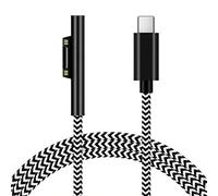 Sisyphy Surface a USB C Cable de Carga (Zebra Trenzado en Nylon 1,8m), Compatible con Microsoft Surface Pro 7/6/5/4/3 Go3/2/1 Laptop4/3/2/1, Requiere un Cargador USB-C de 45W 15V/3A