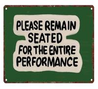 Sit Down Bathroom Humor Rustic Metal Sign 12x8 Inch | High UV print resists fading stays vibrant for years indoors