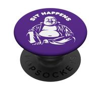 Sit Happens | Cotización Divertida del Monje de Buda Que ríe PopSockets PopGrip Adhesivo