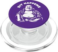 Sit Happens | Cotización Divertida del Monje de Buda Que ríe PopSockets PopGrip para MagSafe