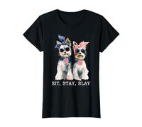 Sit Stay Slay, Divertido Yorkie, Lindo y Atrevido Amante de los Perros Camiseta