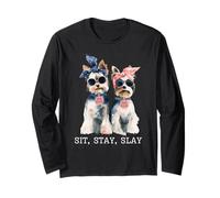 Sit Stay Slay, Divertido Yorkie, Lindo y Atrevido Amante de los Perros Manga Larga
