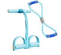 Sit-Up Resistance Band with Hand Elastic Pull Rope - Four Tube Foot Pedal Resistance Band | Full-Body Exerciser Gear for Leg Stretching, Tummy, Abdomen, Waist, Arm Slimming, Yoga, Fitness, Home